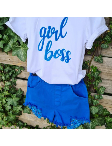 T shirt GIRLBOSS bleu