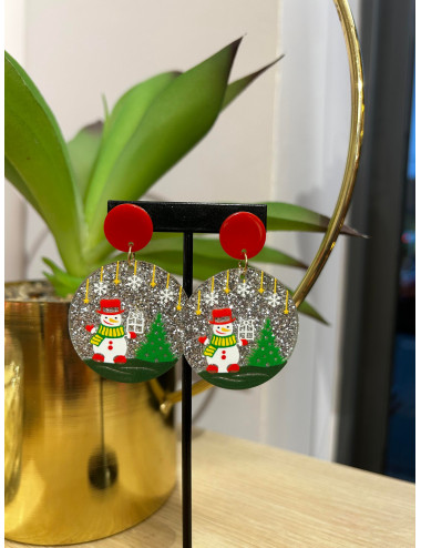 boucles d oreilles Snowman