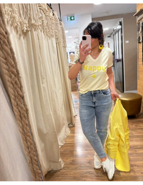 T shirt HAPPY Jaune
