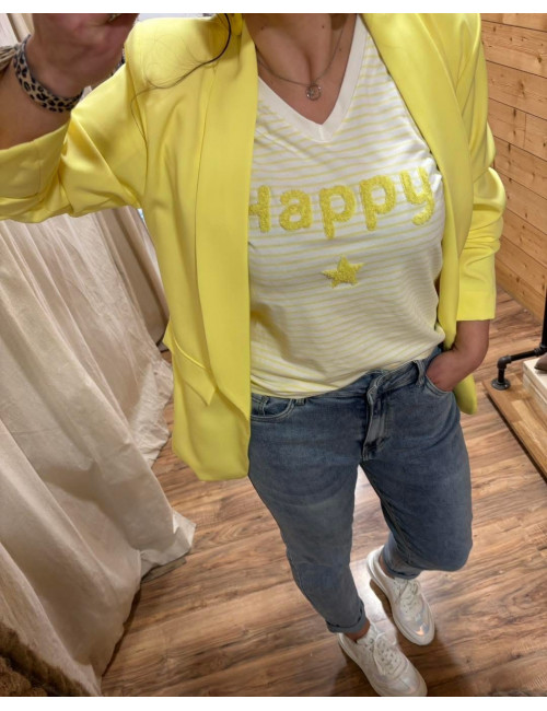 T shirt HAPPY Jaune